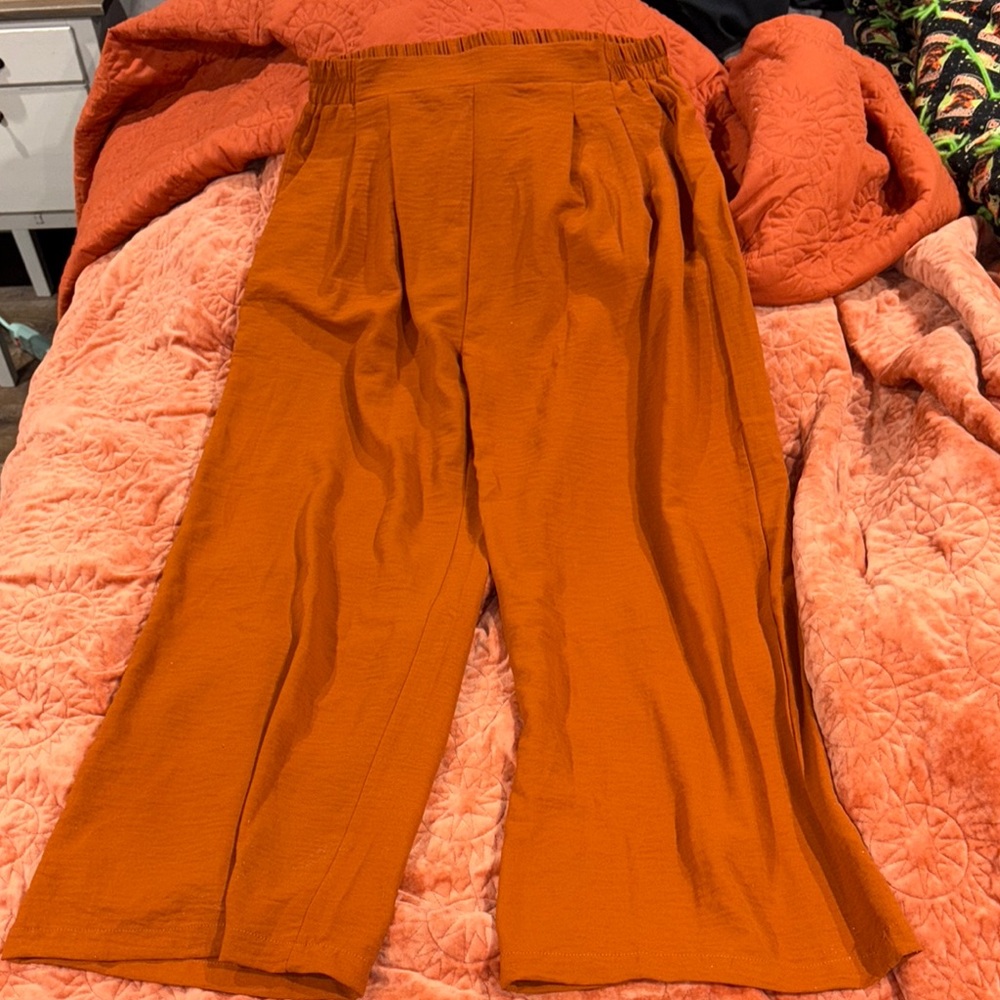 Vibrant Orange Wide-Leg Pants